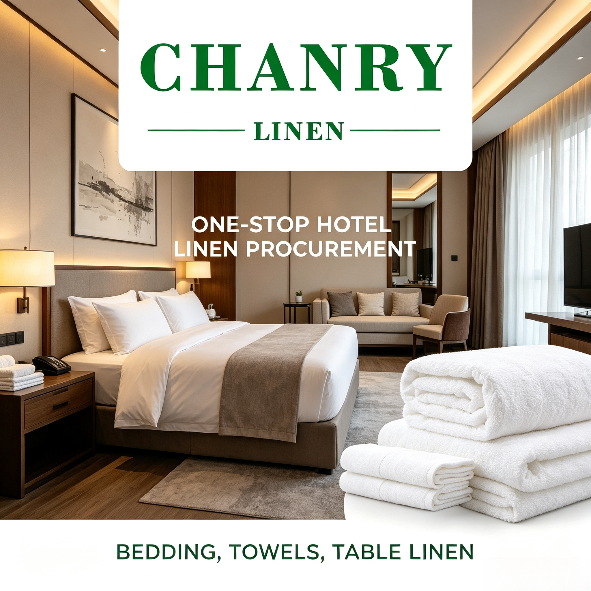 Hotel room dressed with Chanry linen
